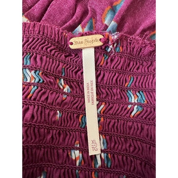 Free People Top Women's XL Berry Short Sleeve Cropped Butterfly Elastic Waist‎ - Picture 5 of 8